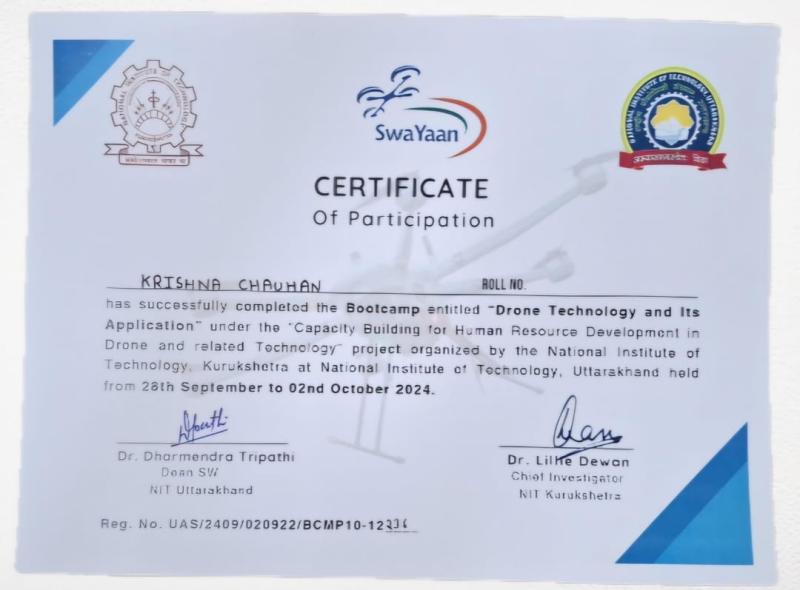 Drone Technology and Its Application – Bootcamp Participation